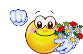 Hallo Smily klopft mit Blumen_11.gif